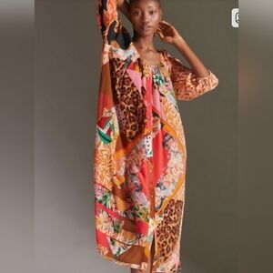 Anthropologie Geisha Design Vibrant  Colors/ Collage Maxi Dress, Size XS.